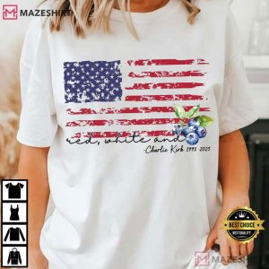 Charlie Kirk Red White And Blueberry 1993 2025 Politics T Shirt (3)