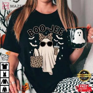 Boo-Jee Leopard Ghost Halloween Funny Fall T-Shirt