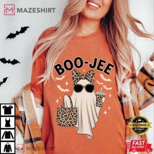 Boo Jee Leopard Ghost Halloween Funny Fall T Shirt (2)