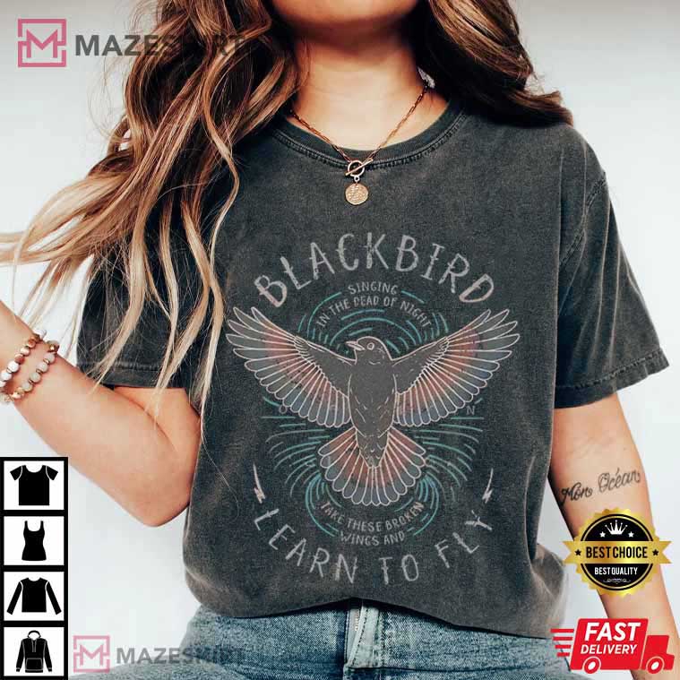 The Beatles Blackbird Old School Rock Band Music T-Shirt The Beatles Blackbird Old School Rock Band Music T-Shirt