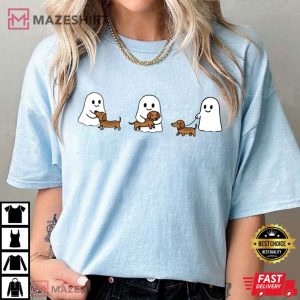 Ghost Trio Halloween Dachshund Kawaii Spooky Dog T-Shirt
