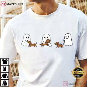Ghost Trio Halloween Dachshund Kawaii Spooky Dog T Shirt (1)