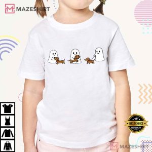 Ghost Trio Halloween Dachshund Kawaii Spooky Dog T Shirt (2)