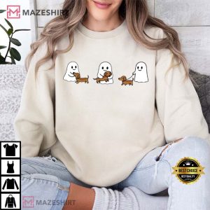 Ghost Trio Halloween Dachshund Kawaii Spooky Dog T Shirt (3)