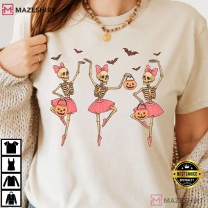 Halloween Skeleton Ballerina Dancing Funny T Shirt (4)