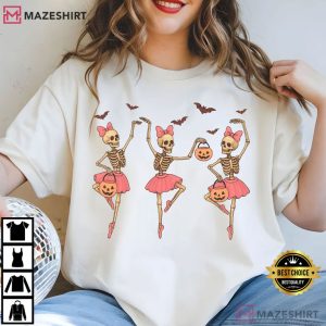 Halloween Skeleton Ballerina Dancing Funny T-Shirt
