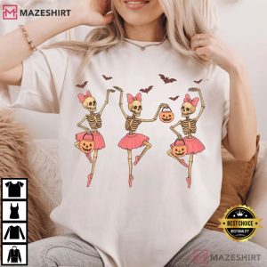 Halloween Skeleton Ballerina Dancing Funny T Shirt (3)