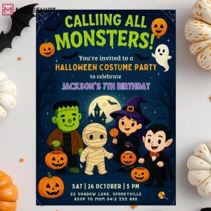 Calling All Monsters Halloween Costume Party Spooky Poster (1)