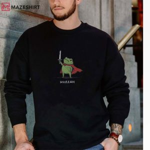 Huzzah Frog With Sword Funny Embroidered Sweatshirt