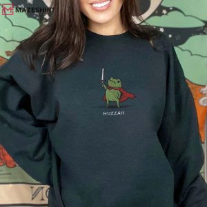 Huzzah Frog With Sword Funny Embroidered Sweatshirt (1)