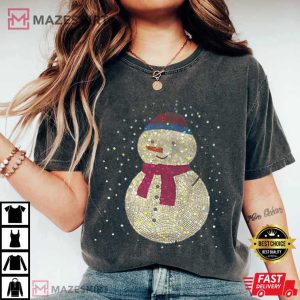 Rhinestone Snowman Christmas Holiday T Shirt (3)