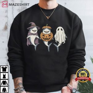 Spooky Shark Pumpkin Witch Ghost Halloween T Shirt (4)