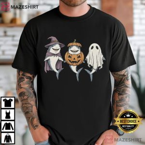 Spooky Shark Pumpkin Witch Ghost Halloween T Shirt (2)