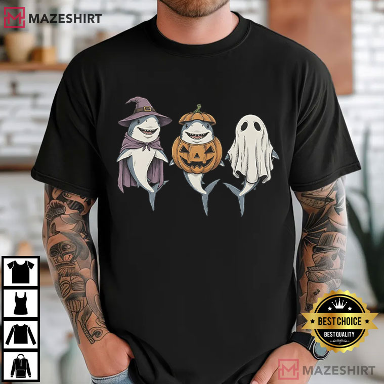 Spooky Shark Pumpkin Witch Ghost Halloween T-Shirt Spooky Shark Pumpkin Witch Ghost Halloween T-Shirt