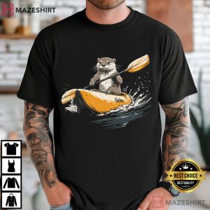 Kayaking Otter Water Sports Graphic T Shirt (2)