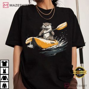 Kayaking Otter Water Sports Graphic T Shirt (3)