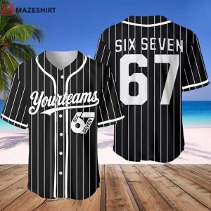 Six Seven 6 7 Funny Halloween Meme Baseball Jersey