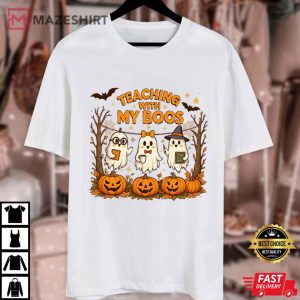 Teaching With My Boos Cute Ghost Teacher Halloween T Shirt (4)