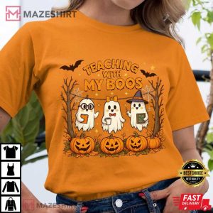 Teaching With My Boos Cute Ghost Teacher Halloween T Shirt (2)