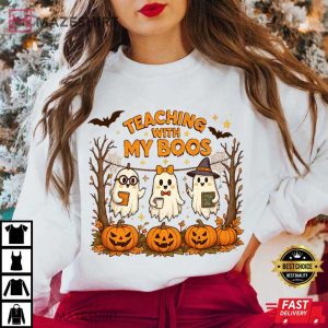 Teaching With My Boos Cute Ghost Teacher Halloween T Shirt (3)
