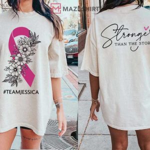 Pink Ribbon Breast Cancer Awareness Support Team Name Custom T-Shirt