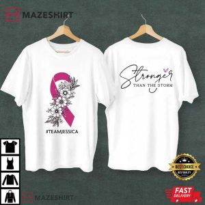Pink Ribbon Breast Cancer Awareness Support Team Name Custom T Shirt (1)