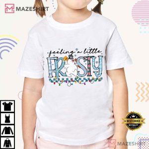 Feeling A Little Frosty Merry Christmas Cute Snowman T Shirt (3)