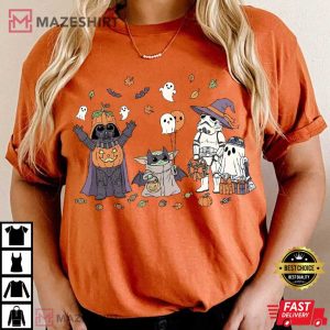 Star Wars Darth Vader Baby Yoda Pumpkin Halloween T Shirt (1)