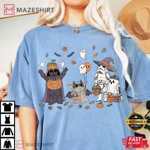 Star Wars Darth Vader Baby Yoda Pumpkin Halloween T Shirt (2)