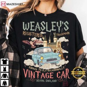 Harry Potter Wizard Flying Car Bookish Magical Adventure T Shirt (4)