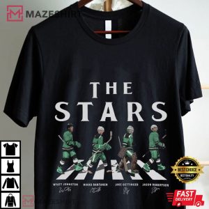 Dallas Stars Walking Road Signatures Ice Hockey T Shirt (1)
