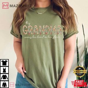 Grandma Heart Custom Grandparent Gift T Shirt (3)