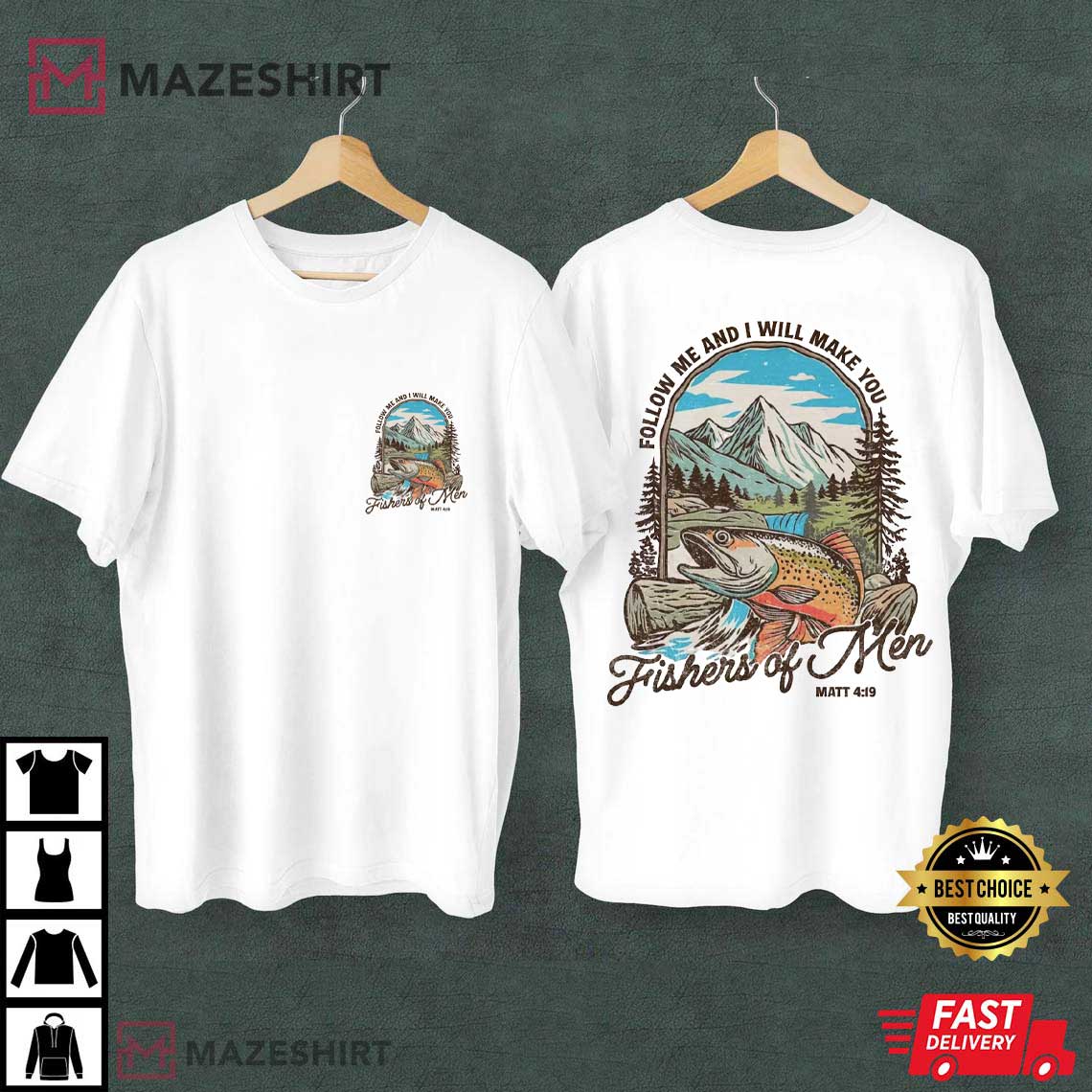Fishers Of Men Christian Bible Verse Matthew 419 Fishing T-Shirt Fishers Of Men Christian Bible Verse Matthew 419 Fishing T-Shirt