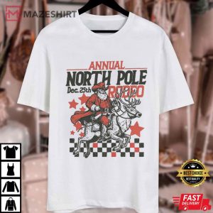 Cowboy Santa Claus Western Christmas North Pole Rodeo T Shirt (1)