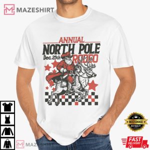 Cowboy Santa Claus Western Christmas North Pole Rodeo T Shirt (2)