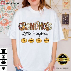 Grandma Custom Nickname Grandkids Autumn Fall T-Shirt