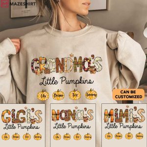 Grandma Custom Nickname Grandkids Autumn Fall T Shirt (3)