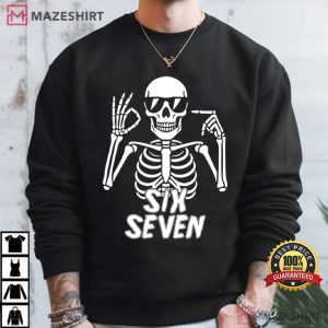 Six Seven 6 7 Meme Funny Skeleton Bones Halloween T Shirt (4)