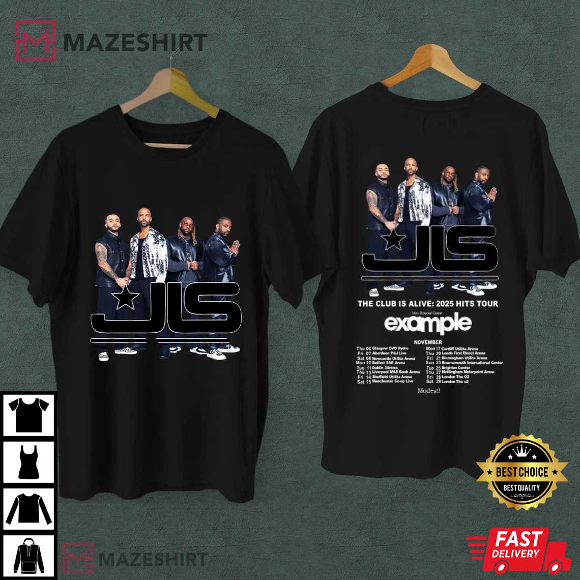 JLS Boy Band The Club Is Alive 2025 UK Tour Pop Fan T-Shirt JLS Boy Band The Club Is Alive 2025 UK Tour Pop Fan T-Shirt