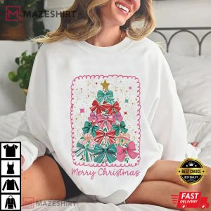 Merry Christmas Coquette Tree 2025 T Shirt (4)