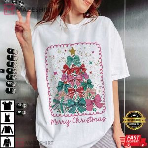 Merry Christmas Coquette Tree 2025 T Shirt (2)