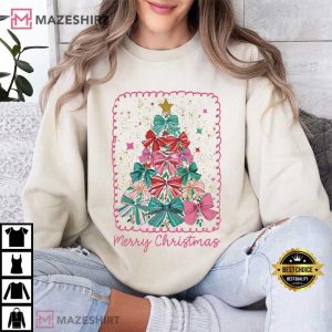 Merry Christmas Coquette Tree 2025 T Shirt (3)