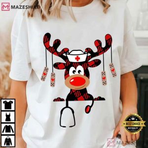 Christmas Nurse Stethoscope Santa Gift T Shirt (2)