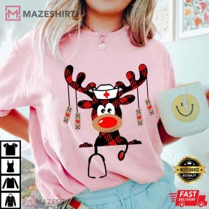 Christmas Nurse Stethoscope Santa Gift T Shirt (3)