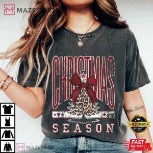 Christmas Tree Preppy Bow Retro T Shirt (4)