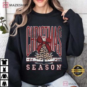 Christmas Tree Preppy Bow Retro T Shirt (1)