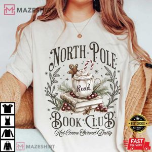 Book Lover North Pole Book Club Christmas T Shirt (3)