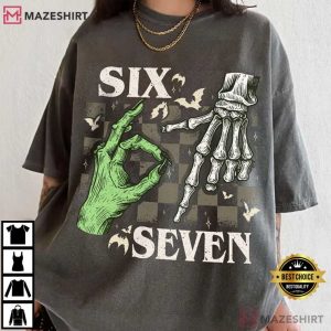 Six Seven 6 7 Witch Skeleton Hands Halloween T Shirt (2)