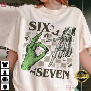 Six Seven 6 7 Witch Skeleton Hands Halloween T-Shirt