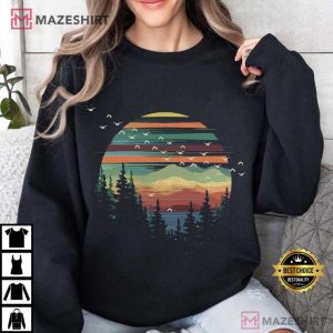 Nature Lover Forest Themed Pine Trees Sunset Adventure T Shirt (4)